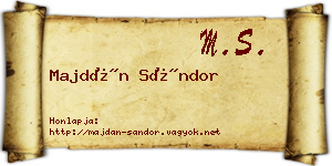 Majdán Sándor névjegykártya